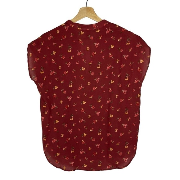 Forever 21 Red Floral Popover Short Sleeve Blouse S - Picture 2 of 4
